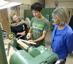 First Lady watches chair being made